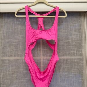 Skims Vibrant Pink Cutout Swimsuit